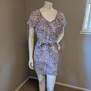 Rebecca Taylor Pink and Gray Leopard Print Sheath Bam Bam Flutter Dress (Sz 4)